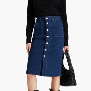 Paige Womens Meadow Midi Denim Skirt Dark Wash NWT $260 Size 32 Utility Pockets